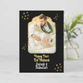 金ゴールドエレガントEIDフォトグリーティングカード 招待状 (スタンド正面)