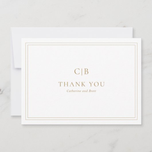 金ゴールドエレガ伝統的ントウェディング サンキューカード (正面)