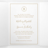 金ゴールドエレガ伝統的ントウェディング 三つ折り招待状 (内部中)