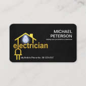 金ゴールドエレクトリシアンホームブラックグランジ 名刺 (正面)