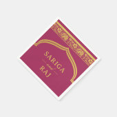 金ゴールドエレファント&ロータスフラワームンダップアー結婚チズ スタンダードカクテルナプキン (角)