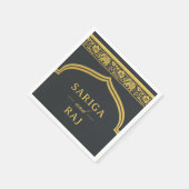 金ゴールドエレファント&ロータスフラワームンダップアー結婚チズ スタンダードカクテルナプキン (角)