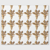 金ゴールドエンジェルクリスマスホリデーデコレーション ラッピングペーパー (フラット)