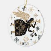 金ゴールドエンジェルスタークリスマスカロル民俗芸術 セラミックオーナメント (左)