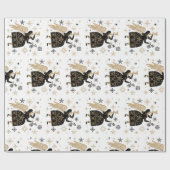 金ゴールドエンジェルスタークリスマスカロル民俗芸術 ラッピングペーパー (フラット)