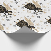 金ゴールドエンジェルスタークリスマスカロル民俗芸術 ラッピングペーパー (角)