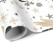 金ゴールドエンジェルスタークリスマスカロル民俗芸術 ラッピングペーパー (ロールコーナー)