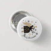 金ゴールドエンジェルスタークリスマスカロル民俗芸術 缶バッジ (正面&裏面)