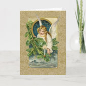 金ゴールドエンジェルメリークリスマスナイトヴィンテージホリデー シーズンカード (正面)