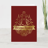 金ゴールドエンジェル華美クリスマス恵みレッド シーズンカード (正面)