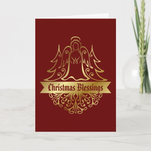 金ゴールドエンジェル華美クリスマス恵みレッド シーズンカード (正面)