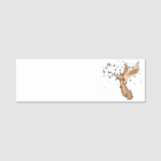 金ゴールドエンジェル&トランペットクリスマスアート 名札 (正面)