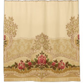 金ゴールドエンボススタイルヴィンテージフローラ シャワーカーテン (正面)