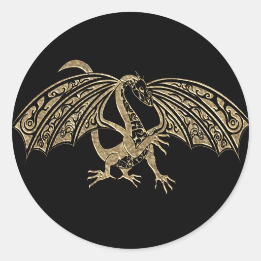 金ゴールドエンボスドラゴンファンタジー ラウンドシール (正面)