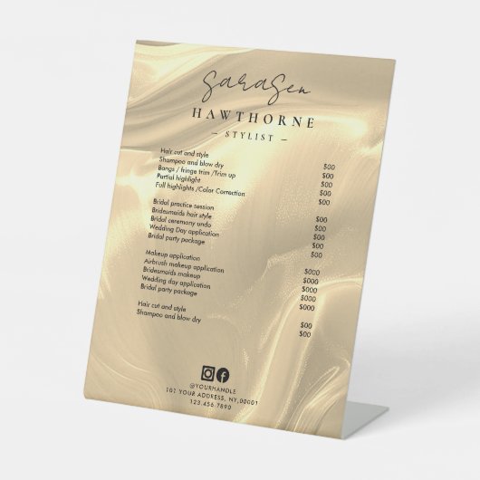 金ゴールドオパールプライスエレガントリストラグジュアリサロン 台座サイン (正面)