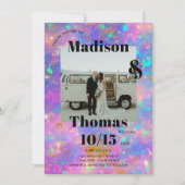 金ゴールドオパール石1フォトミニマはっきりしたリスト結婚ズ 招待状 (正面)