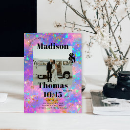 金ゴールドオパール石1フォトミニマはっきりしたリスト結婚ズ 招待状