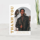 金ゴールドオフセットアーチ4写真卒業 サンキューカード (正面)