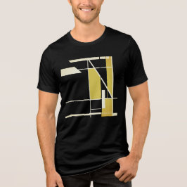 金ゴールドオフホワイト幾何学的モザイク抽象芸術MCM外観 トライブレンドＴシャツ