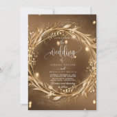 金ゴールドオブラブロマンティックグラム結婚式招待状 招待状 (正面)