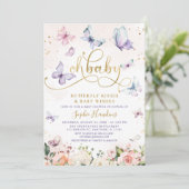 金ゴールドオベビーバタフライキスベビーシャワー 招待状 (スタンド正面)