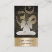 金ゴールドオムシンボルヴィンテージダマスクヨガ&メディエーション 名刺 (正面)