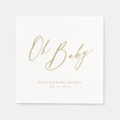 金ゴールドオモダンベビースクリプトのミニマルベビーショー スタンダードカクテルナプキン (正面)