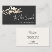 金ゴールドオリーブイタリアンブランチまたはギリシャケータリングシェフ 名刺 (正面/裏面)