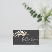 金ゴールドオリーブイタリアンブランチまたはギリシャケータリングシェフ 名刺 (スタンド正面)