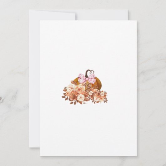 金ゴールドオレンジカボチャフローラベビーシャワー招待状 招待状 (裏面)