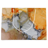 金ゴールドオレンジグレー抽象芸術 ラージペーパーバッグ (正面)