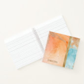 金ゴールドオレンジターコイズ水カラー抽象芸術名 ノートブック (内部)