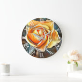 金ゴールドオレンジトレンディーユニークバラアートドリーム ラージ壁時計 (ホーム)