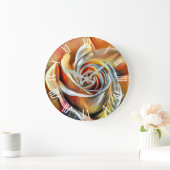 金ゴールドオレンジビューティフルユニークバラアートドリーム ラージ壁時計 (ホーム)