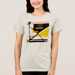 金ゴールドオレンジブラックコンテンポラリー抽象デザイン トライブレンドTシャツ