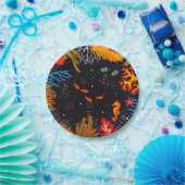 金ゴールドオレンジ熱帯夏海水中 ペーパープレート (パーティー)