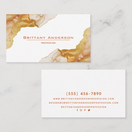 金ゴールドオレンジ琥珀プロフェッショナル名刺 名刺 (正面/裏面)