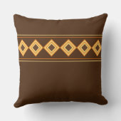 金ゴールドオレンジ色の幾何学的縁どダイヤモンドの茶色いスロー クッション (裏面)