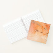 金ゴールドオレンジ色の抽象芸術名スクリプト ノートブック (内部)