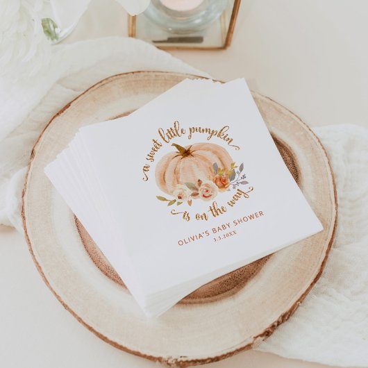 金ゴールドオレンジ色の甘い小さなかぼちゃの赤ちゃんシャワー スタンダードカクテルナプキン