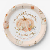 金ゴールドオレンジ色の甘い小さなかぼちゃの赤ちゃんシャワー ペーパープレート (正面)