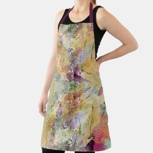 金ゴールドオレンジ色の秋リーフ葉のヴィンテージデコページ エプロン (インサイチュ)