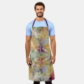 金ゴールドオレンジ色の秋リーフ葉のヴィンテージデコページ エプロン (着用した状態)