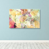 金ゴールドオレンジ色の秋リーフ葉のヴィンテージデコページ キャンバスプリント (インサイチュ (ウッドフロア))