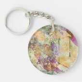 金ゴールドオレンジ色の秋リーフ葉のヴィンテージデコページ キーホルダー (正面)