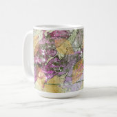 金ゴールドオレンジ色の秋リーフ葉のヴィンテージデコページ コーヒーマグカップ (正面左)