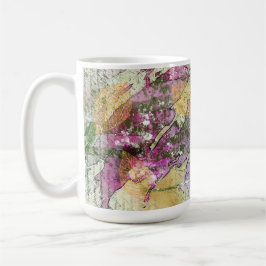 金ゴールドオレンジ色の秋リーフ葉のヴィンテージデコページ コーヒーマグカップ