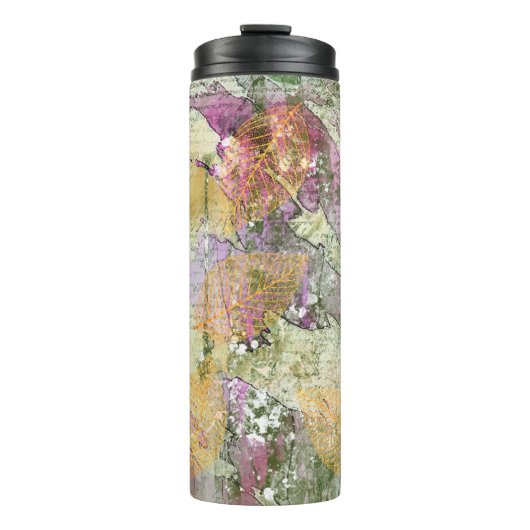 金ゴールドオレンジ色の秋リーフ葉のヴィンテージデコページ タンブラー (正面)