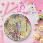 金ゴールドオレンジ色の秋リーフ葉のヴィンテージデコページ ペーパープレート (パーティー)