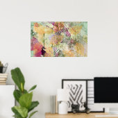 金ゴールドオレンジ色の秋リーフ葉のヴィンテージデコページ ポスター (ホームオフィス)